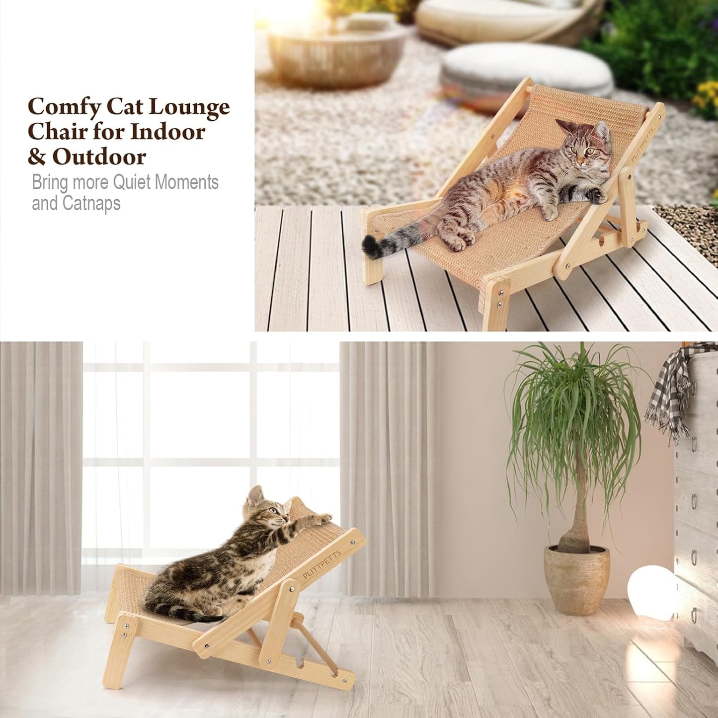 Adjustable 2-in-1 Sisal Cat Scratcher Lounge & Hammock Chair - Perfect for Indoor Cats!