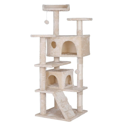 Segawe 55" Multi-Tier Cat Tree Condo - Ultimate Playground for Medium Cats with Plush Comfort, Secure Perches, and Engaging Scratching Posts!