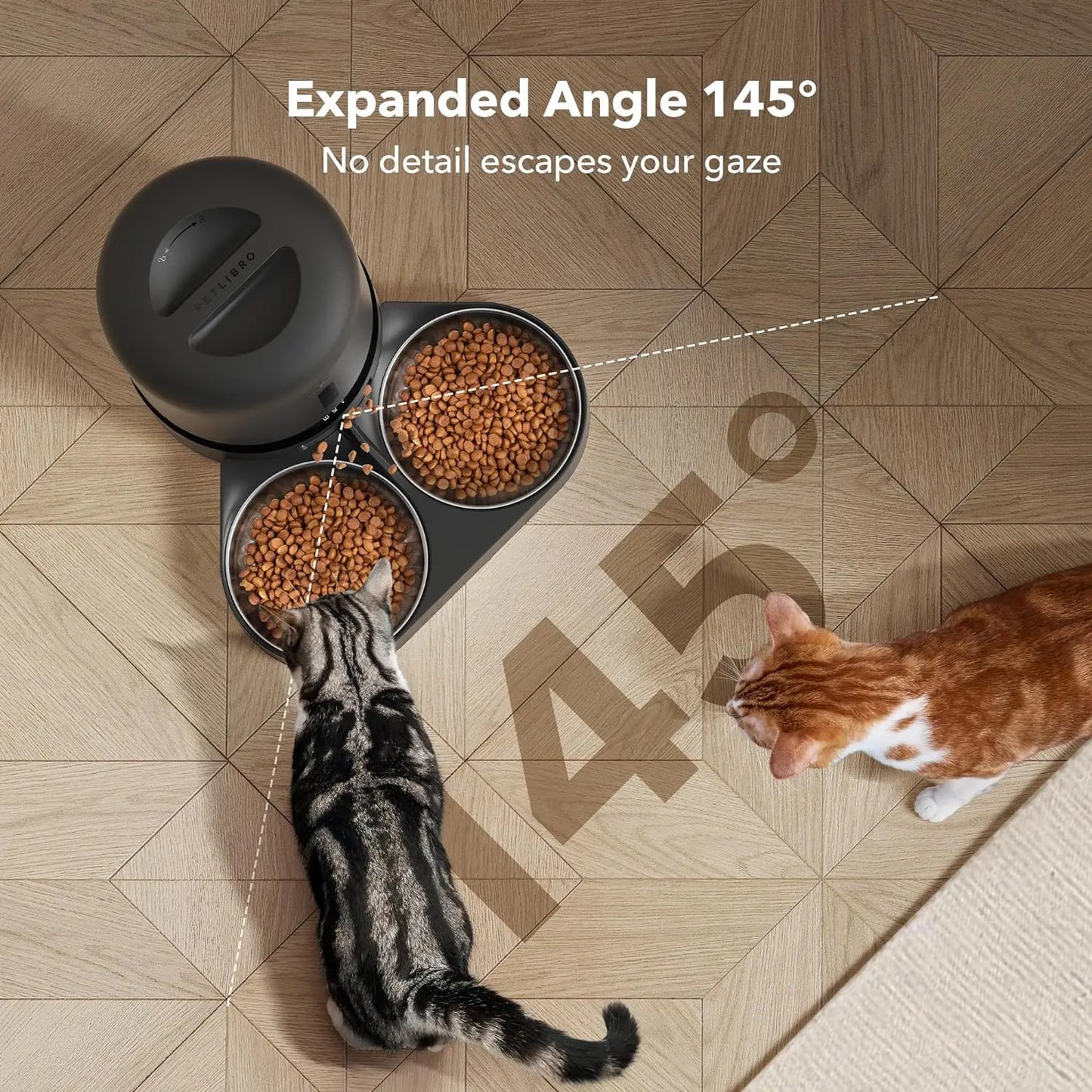 PETLIBRO Automatic Cat Feeder with HD Camera for Dual Pet Use, 5G WiFi Connectivity, Night Vision, Two-Way Audio, and Motion Alerts - 5L Capacity, Black