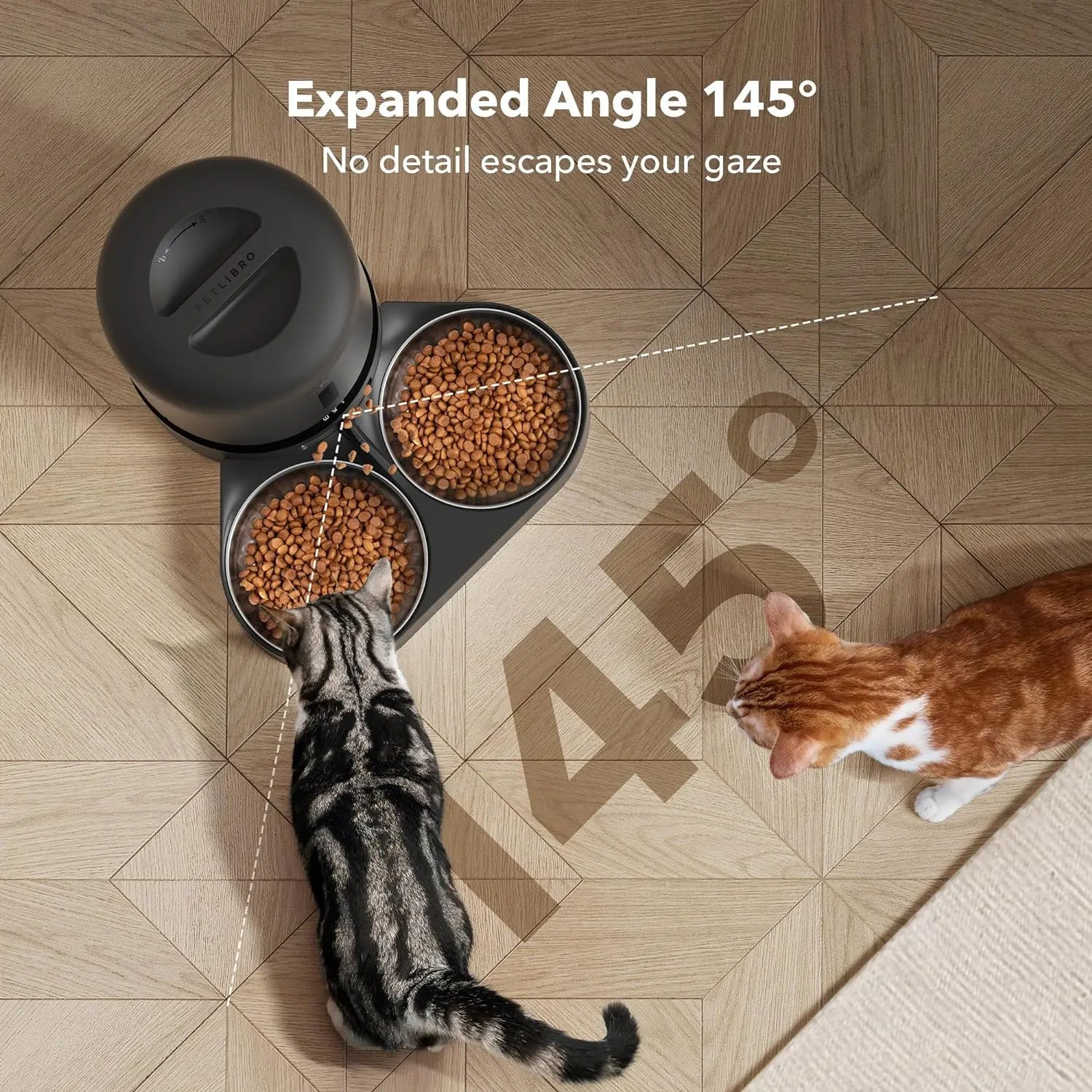 PETLIBRO Automatic Cat Feeder with HD Camera for Dual Pet Use, 5G WiFi Connectivity, Night Vision, Two-Way Audio, and Motion Alerts - 5L Capacity, Black