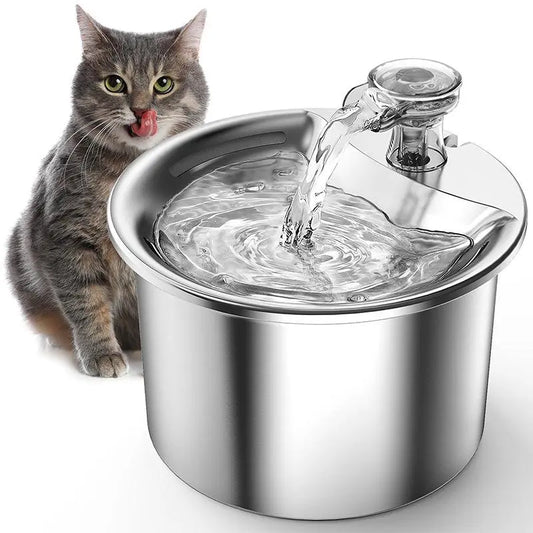 2L Automatic Stainless Steel Pet Water Dispenser - USB Powered Smart Water Bowl for Hassle-Free Hydration