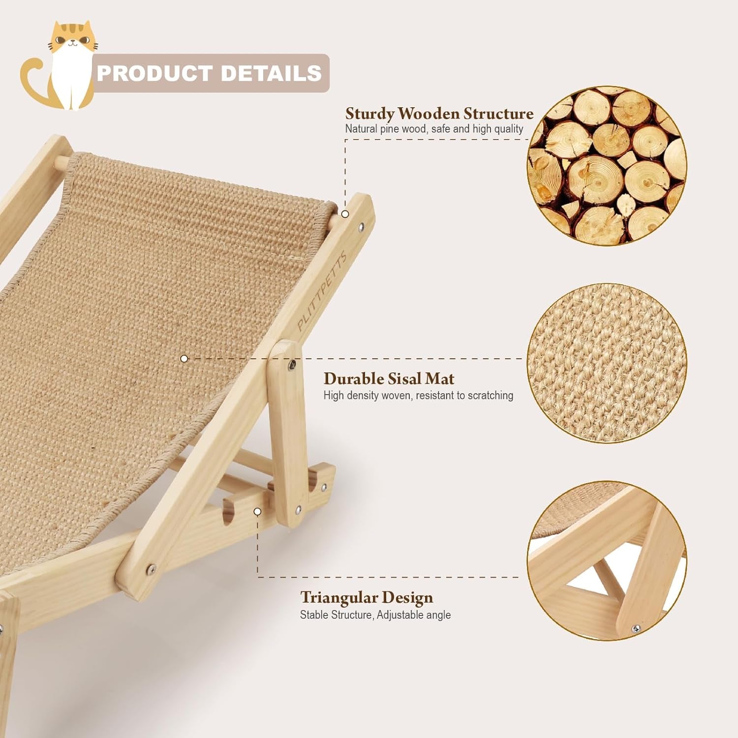 Adjustable 2-in-1 Sisal Cat Scratcher Lounge & Hammock Chair - Perfect for Indoor Cats!