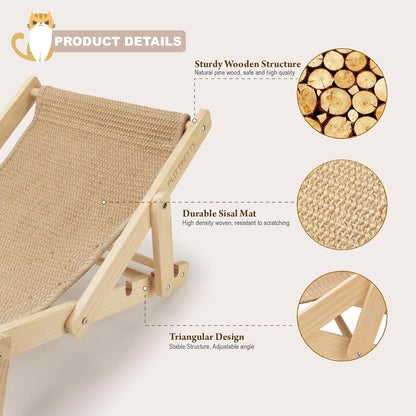 Adjustable 2-in-1 Sisal Cat Scratcher Lounge & Hammock Chair - Perfect for Indoor Cats!