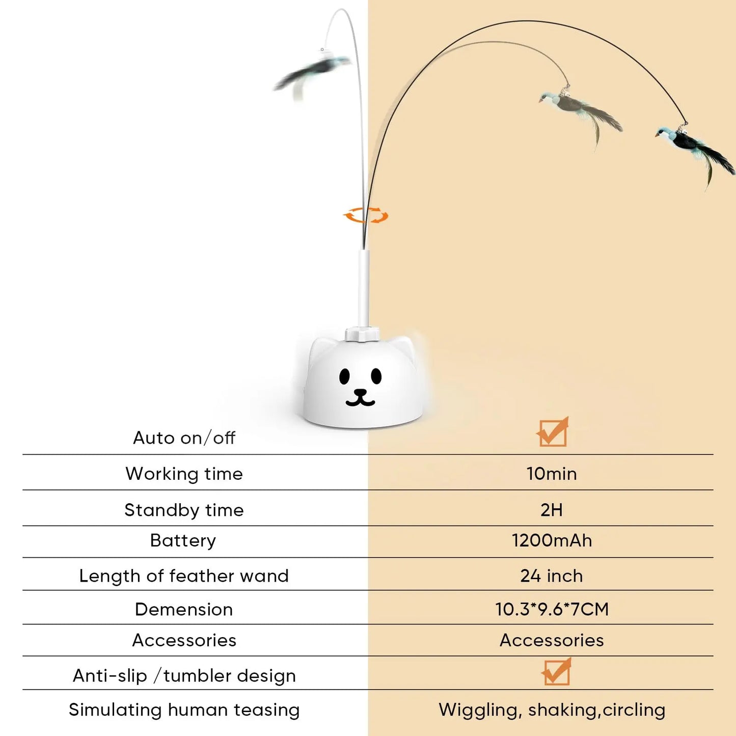Ultimate CATPICK Interactive Flying Bird Cat Toy - 360° Rotation & Random Jumping, USB Rechargeable, Safe for Kittens & Adult Cats!