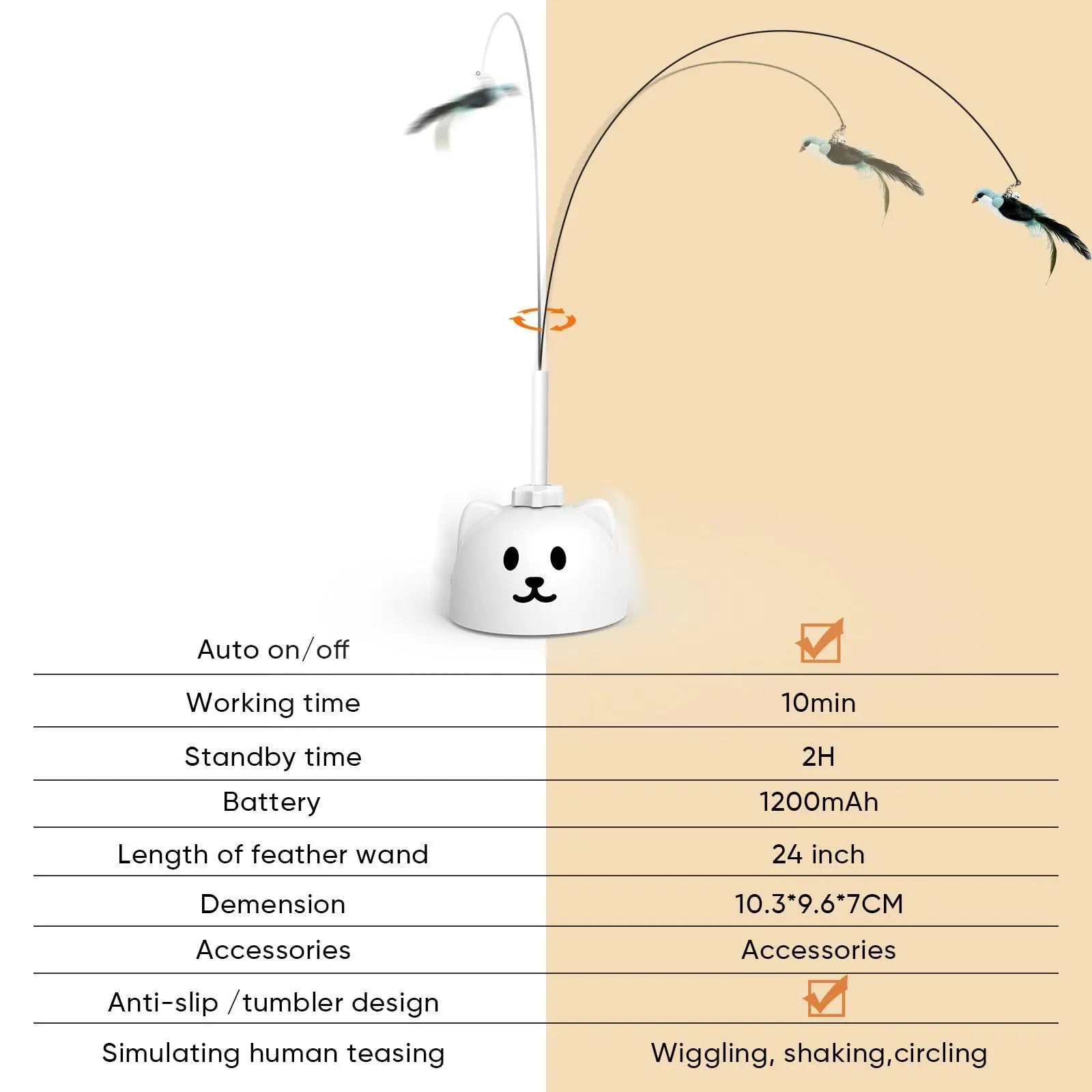 Ultimate CATPICK Interactive Flying Bird Cat Toy - 360° Rotation & Random Jumping, USB Rechargeable, Safe for Kittens & Adult Cats!