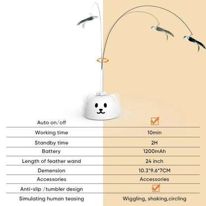 Ultimate CATPICK Interactive Flying Bird Cat Toy - 360° Rotation & Random Jumping, USB Rechargeable, Safe for Kittens & Adult Cats!