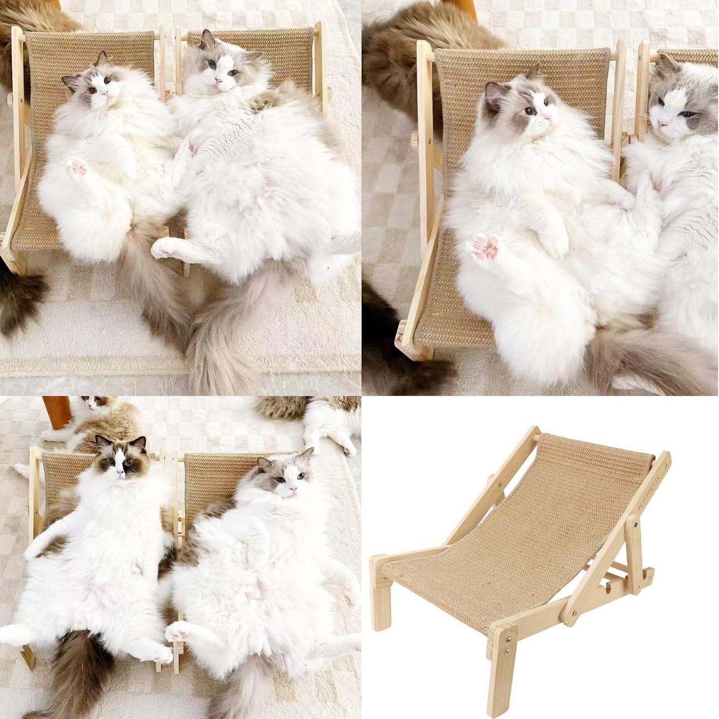 Adjustable 2-in-1 Sisal Cat Scratcher Lounge & Hammock Chair - Perfect for Indoor Cats!