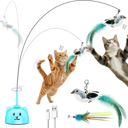 Ultimate CATPICK Interactive Flying Bird Cat Toy - 360° Rotation & Random Jumping, USB Rechargeable, Safe for Kittens & Adult Cats!