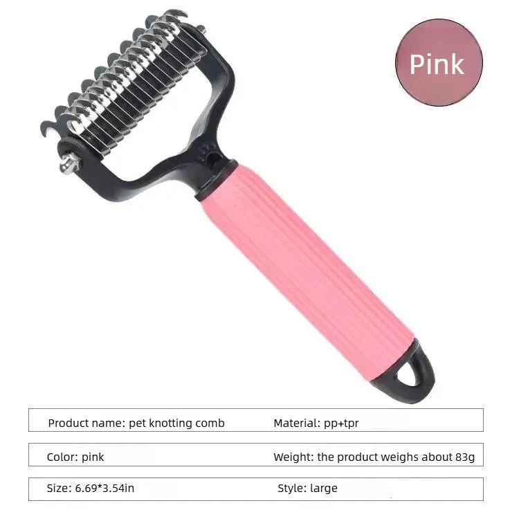Ultimate Pet Grooming Tool: Double-Sided Stainless Steel Detangling Comb for Effortless Shedding and Matted Hair Removal