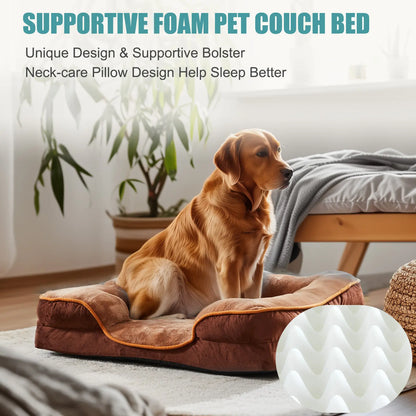 Orthopedic Memory Foam Dog Bed for Large Breeds - Ultimate Comfort and Joint Relief with Washable Cover and Non-Slip Waterproof Base