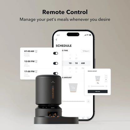 PETLIBRO Automatic Cat Feeder with HD Camera for Dual Pet Use, 5G WiFi Connectivity, Night Vision, Two-Way Audio, and Motion Alerts - 5L Capacity, Black