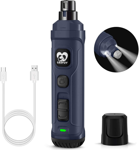 Upgrade Your Pet Grooming: Powerful 2-Speed Dog Nail Grinder with LED Light - Quiet & Painless Trimming for All Sizes (Blue)