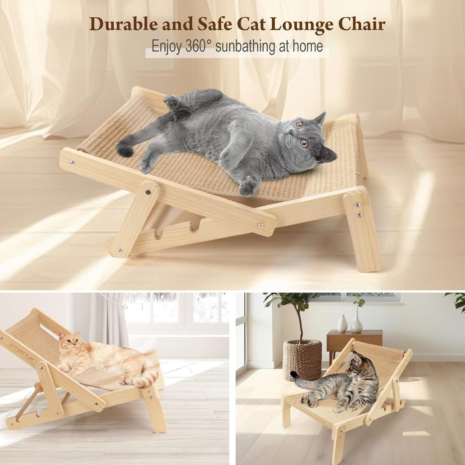 Adjustable 2-in-1 Sisal Cat Scratcher Lounge & Hammock Chair - Perfect for Indoor Cats!