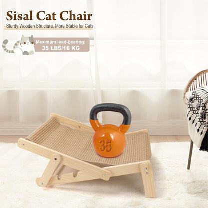 Adjustable 2-in-1 Sisal Cat Scratcher Lounge & Hammock Chair - Perfect for Indoor Cats!
