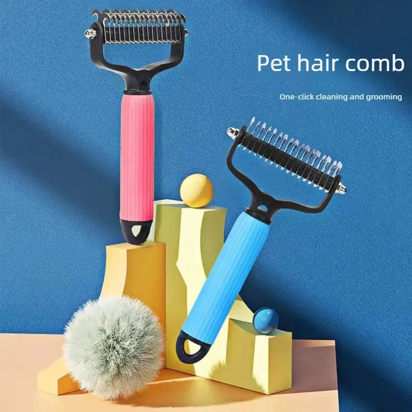 Ultimate Pet Grooming Tool: Double-Sided Stainless Steel Detangling Comb for Effortless Shedding and Matted Hair Removal