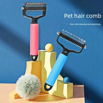 Ultimate Pet Grooming Tool: Double-Sided Stainless Steel Detangling Comb for Effortless Shedding and Matted Hair Removal