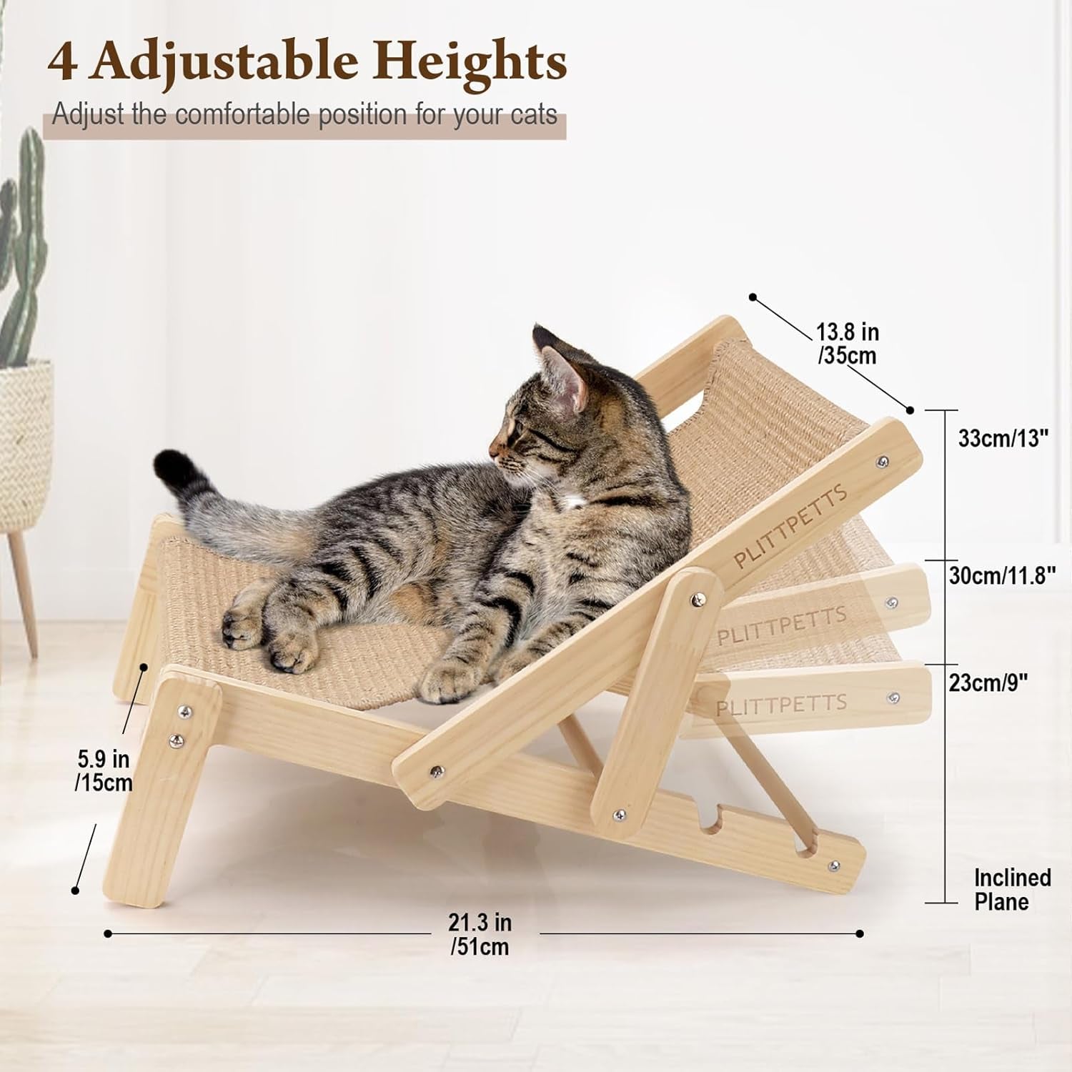 Adjustable 2-in-1 Sisal Cat Scratcher Lounge & Hammock Chair - Perfect for Indoor Cats!